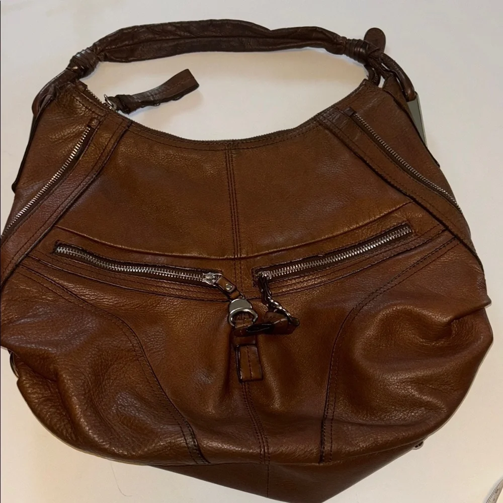 B MAKOWSKY BROWN LEATHER BOHO BAG GORGEOUS LEATHER WELL SEASONED